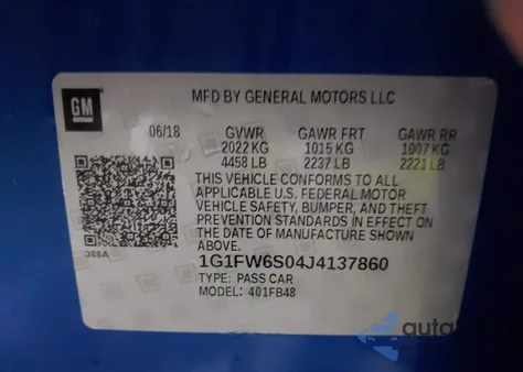 2018 Chevrolet Bolt Ev Lt z USA, uszkodzony, nr VIN 1G1FW6S04J4137860